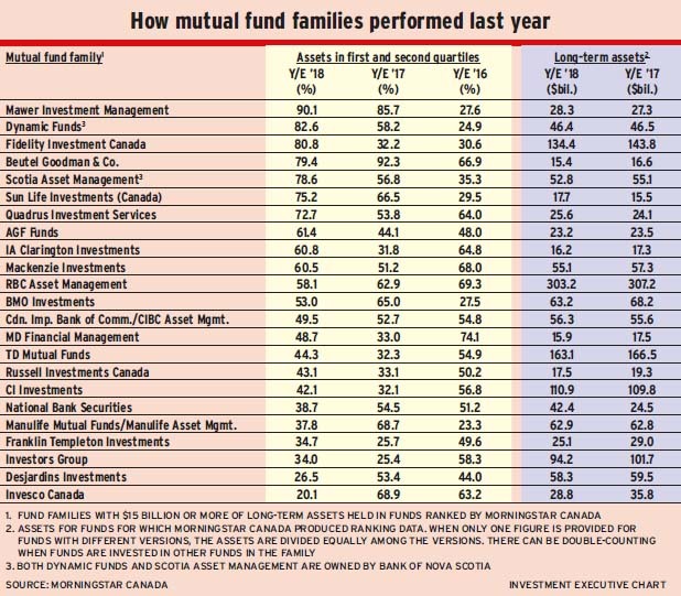 How mutual fund families performed last year